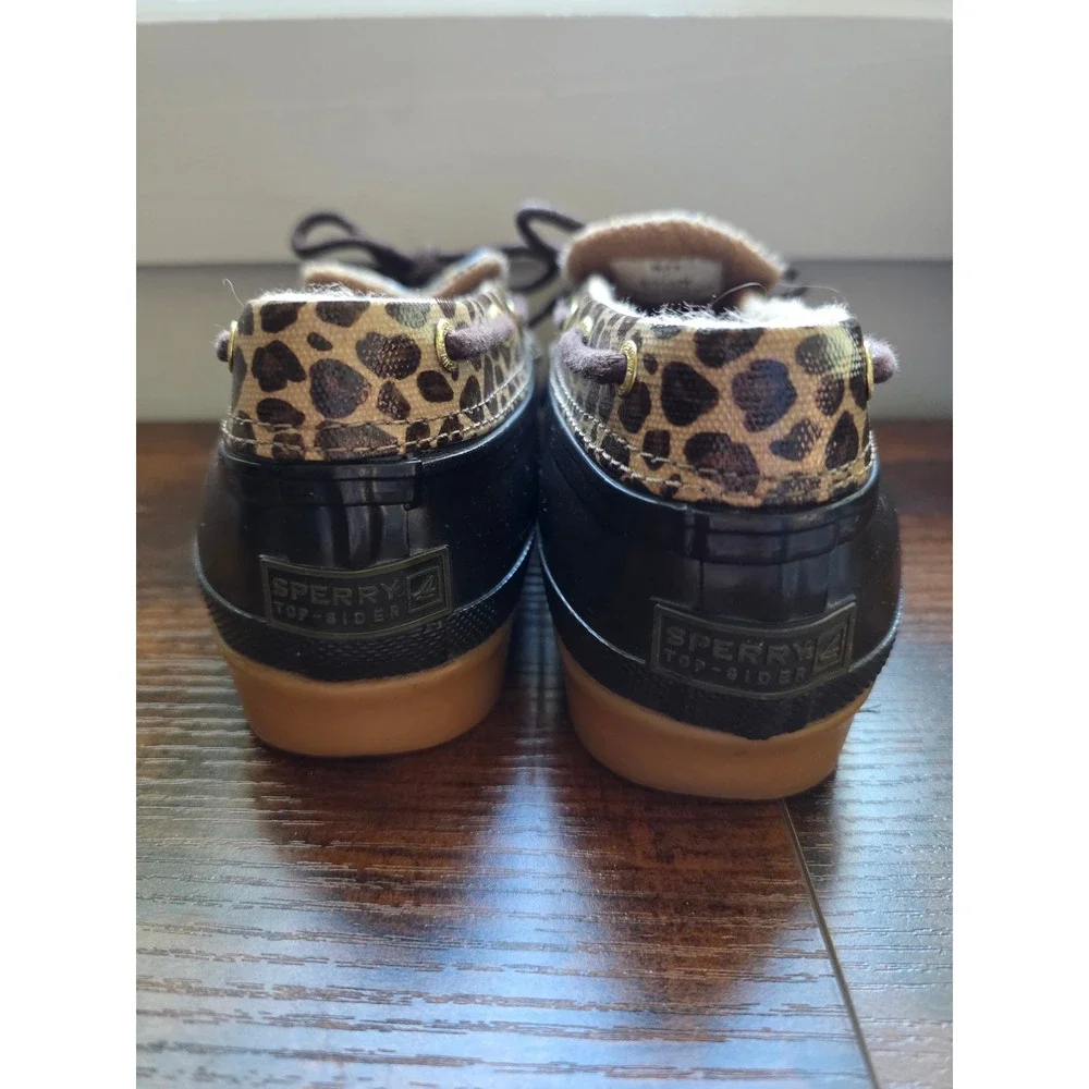 Sperry Top Sider Women's Size 7 Low‎ Rise Leopard Print Rubber Duck Boots